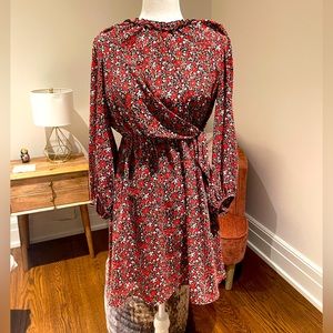 Banana Republic long sleeve red floral dress